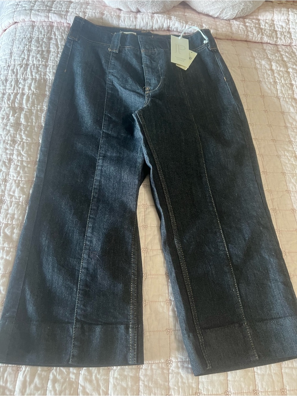 Pilcro Blue Cropped Wide-Leg Jeans with Center Seams